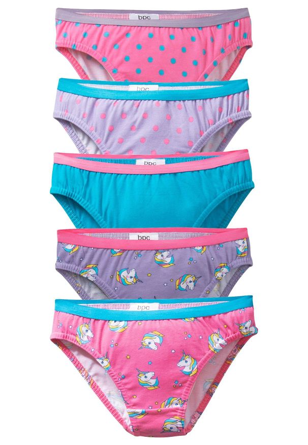 bonprix - Figi z miękkiej bawełny (5 par). Kolor: niebieski. Materiał: bawełna. Wzór: gładki, nadruk