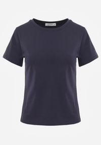 Renee - Granatowy Casualowy Bawełniany T-shirt Rivali. Okazja: na co dzień. Kolor: niebieski. Materiał: bawełna. Styl: casual #8