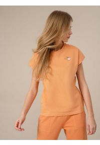 outhorn - T-shirt z nadrukiem damski - pomarańczowy. Okazja: na co dzień. Kolor: pomarańczowy. Materiał: jersey, bawełna. Wzór: nadruk. Styl: casual, klasyczny #5