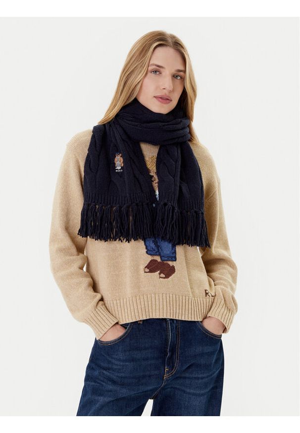 Polo Ralph Lauren Szalik 455981434002 Granatowy. Kolor: niebieski. Materiał: wełna, materiał
