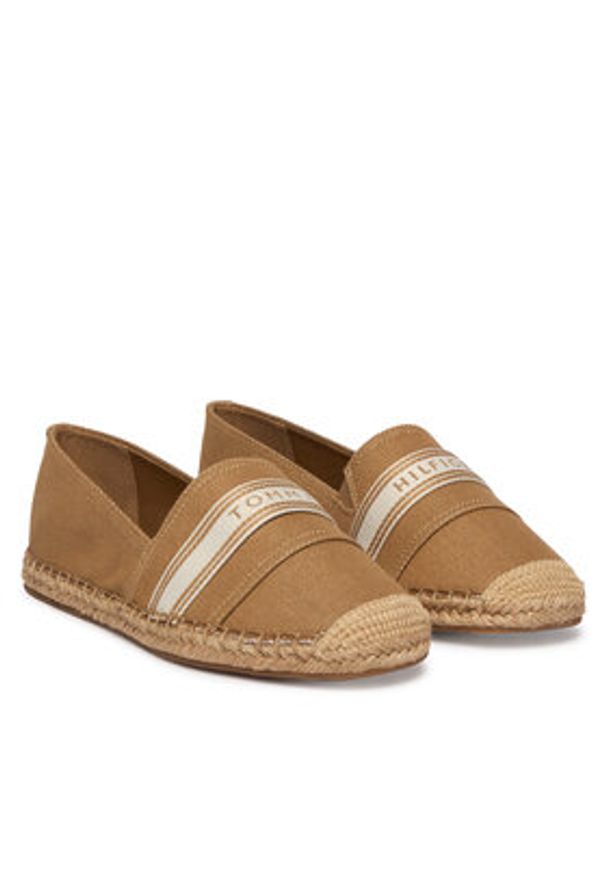 TOMMY HILFIGER - Tommy Hilfiger Espadryle Hilfiger Webbing Espadrille FW0FW09334 Brązowy. Kolor: brązowy. Materiał: materiał