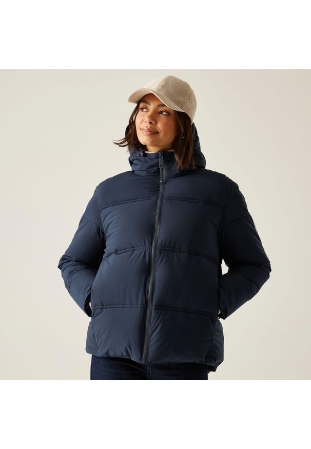 Regatta - Kurtka damska zimowa ocieplana Roxienne. Kolor: niebieski. Materiał: poliester, puch, syntetyk. Sezon: zima. Sport: turystyka piesza