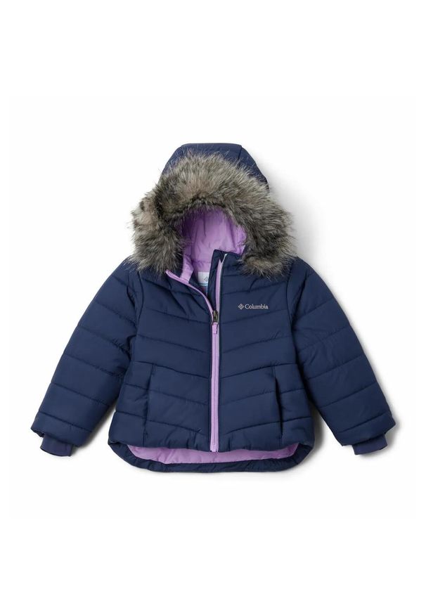 columbia - Kurtka Turystyczna Puchowa Dziecięca Columbia Katelyn Crest II Hooded Jacket. Kolor: niebieski. Materiał: puch. Styl: sportowy
