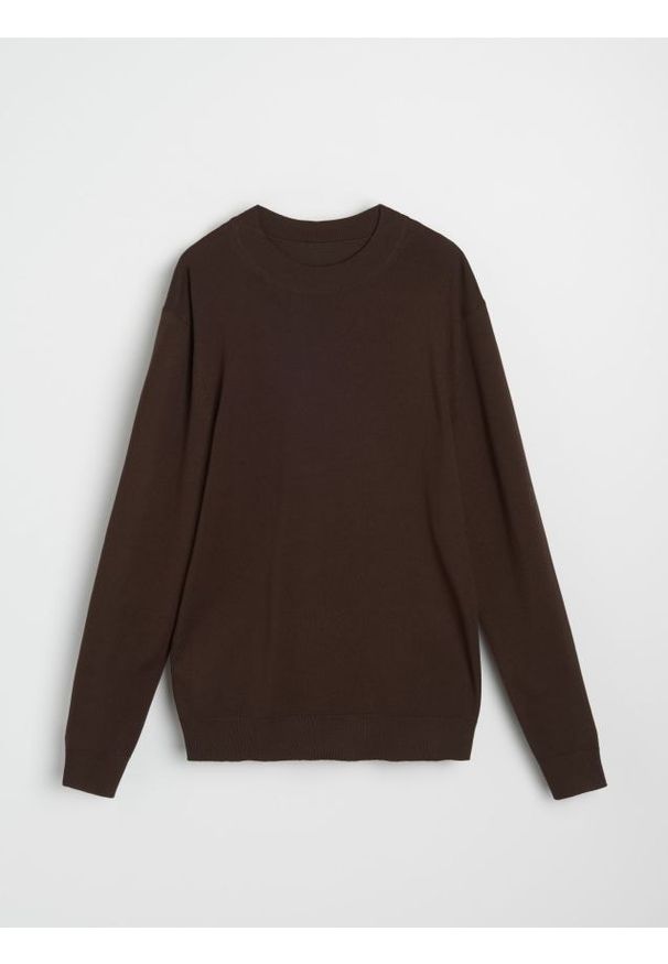 Sinsay - Sweter basic z wiskozą - brązowy. Kolor: brązowy. Materiał: wiskoza