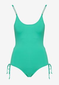 Renee - Zielony Strój Kąpielowy Jednoczęściowy na Cienkich Ramiączkach Ściągane Sznurkami po Bokach Cremenna. Kolor: zielony #5