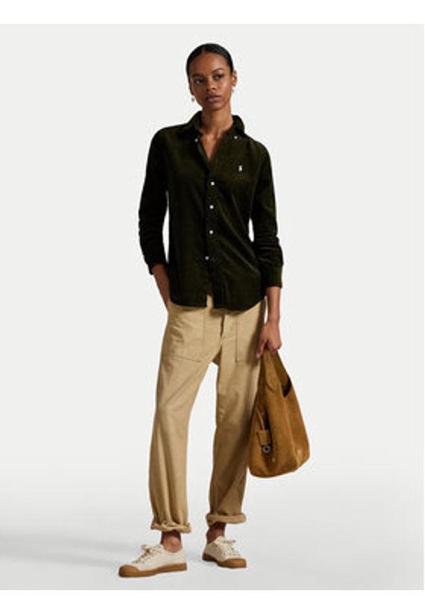 Polo Ralph Lauren Koszula 211971526001 Zielony Slim Fit. Typ kołnierza: polo. Kolor: zielony. Materiał: bawełna