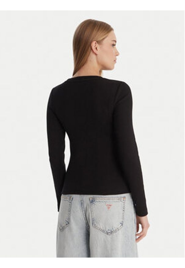 Guess Jeans T-Shirt W6RP22 KA0H1 Czarny Slim Fit. Kolor: czarny. Materiał: bawełna
