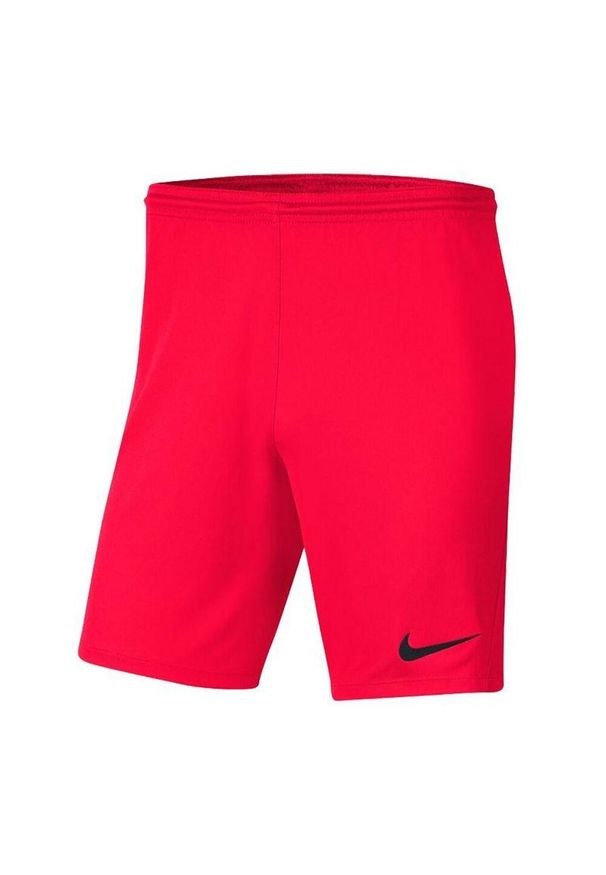Nike - Dziecięce/niemowlęce Spodenki Z Dzianiny Dry Park III. Kolor: czerwony. Materiał: dzianina. Styl: sportowy. Sport: turystyka piesza