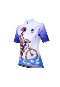 MADANI - Koszulka rowerowa damska madani. Kolor: wielokolorowy, biały, niebieski