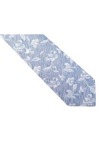 Modini - Niebieski krawat w kwiaty D221. Kolor: niebieski. Materiał: mikrofibra, tkanina. Wzór: kwiaty #1