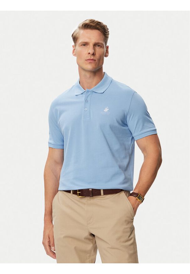 Beverly Hills Polo Club Polo P-SS26M-P450124 Niebieski jasny Regular Fit. Typ kołnierza: polo. Kolor: niebieski. Materiał: bawełna