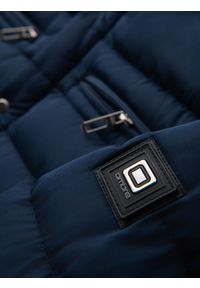 Ombre Clothing - Kurtka pikowana męska ze stójką i zamkami na klatce piersiowej – granatowa V2 - Rozmiar: XL. Okazja: na co dzień. Typ kołnierza: kołnierzyk stójkowy. Kolor: niebieski. Materiał: poliester, materiał. Styl: sportowy, casual, elegancki #9