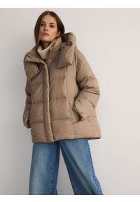 Reserved - Puchowa kurtka oversize - beżowy. Kolor: beżowy. Materiał: puch #1