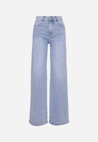 Born2be - Jasnoniebieskie Jeansowe Spodnie z Szerokimi Nogawkami i Wysokim Stanem Asanora. Stan: podwyższony. Kolor: niebieski. Materiał: jeans. Styl: klasyczny, elegancki #7