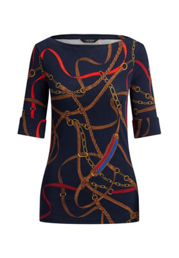 Lauren Ralph Lauren - LAUREN RALPH LAUREN Bluzka 200P03722001 Granatowy Slim Fit. Kolor: niebieski. Materiał: bawełna