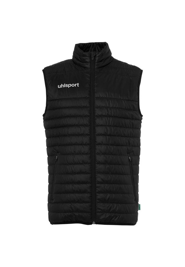UHLSPORT - Kurtka dziecięca bez rękawów Uhlsport Essential Ultra Lite. Kolor: czarny. Materiał: puch. Długość rękawa: bez rękawów. Sport: piłka nożna