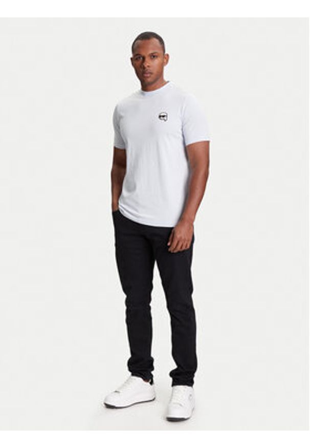 Karl Lagerfeld - KARL LAGERFELD T-Shirt 755710 553224 Turkusowy Slim Fit. Typ kołnierza: dekolt w karo. Kolor: turkusowy. Materiał: bawełna