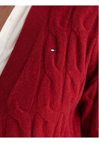 TOMMY HILFIGER - Tommy Hilfiger Kardigan WW0WW43089 Czerwony Regular Fit. Kolor: czerwony. Materiał: wełna #3