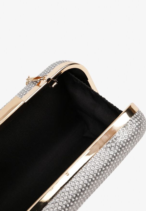 Born2be - Szara Torebka Kopertówka Ozdobiona Brokatem Nerionea. Kolor: szary. Wzór: aplikacja. Styl: elegancki. Rodzaj torebki: na ramię