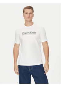 Calvin Klein T-Shirt Double Logo K10K114149 Biały Regular Fit. Kolor: biały. Materiał: bawełna