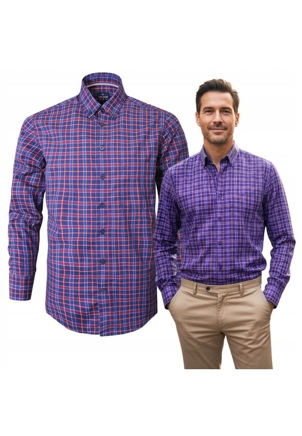 Casualowa Koszula, Kołnierzyk Button Down - Pako Jeans - Granat w Kratkę. Okazja: na co dzień. Typ kołnierza: button down. Kolor: niebieski. Materiał: bawełna. Wzór: kratka. Sezon: lato. Styl: casual