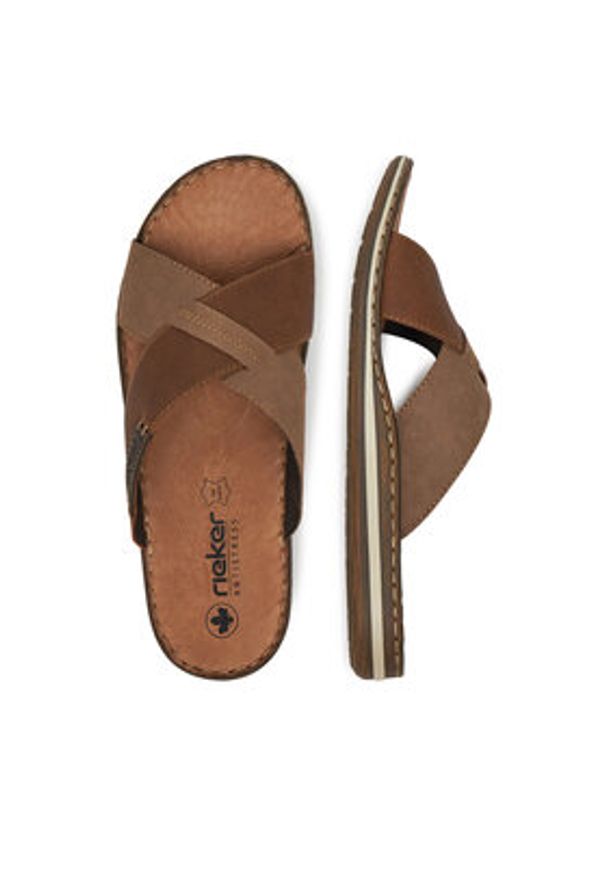 Rieker Klapki 21088-25 Brązowy. Kolor: brązowy. Materiał: nubuk, skóra