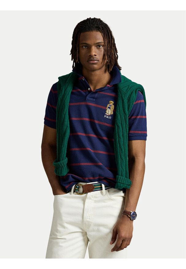 Polo Ralph Lauren Polo 710971839001 Granatowy Custom Slim Fit. Typ kołnierza: polo. Kolor: niebieski. Materiał: bawełna