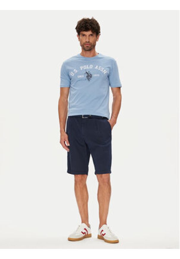 U.S. Polo Assn. T-Shirt MUP3268 Błękitny Regular Fit. Typ kołnierza: polo. Kolor: niebieski. Materiał: bawełna