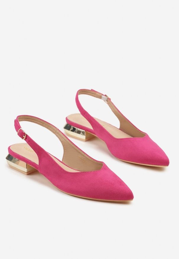 Renee - Fuksjowe Sandały Slingback Vices z Wkładką ze Skóry Naturalnej Galeresa. Okazja: na co dzień, na spotkanie biznesowe, do pracy. Zapięcie: pasek. Kolor: różowy. Materiał: skóra. Obcas: na obcasie. Styl: elegancki, biznesowy, casual. Wysokość obcasa: niski