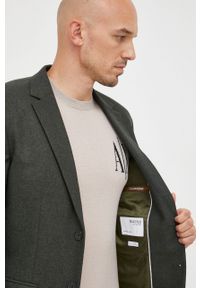 Selected Homme marynarka z domieszką wełny kolor zielony. Kolor: zielony. Materiał: wełna. Wzór: aplikacja #5