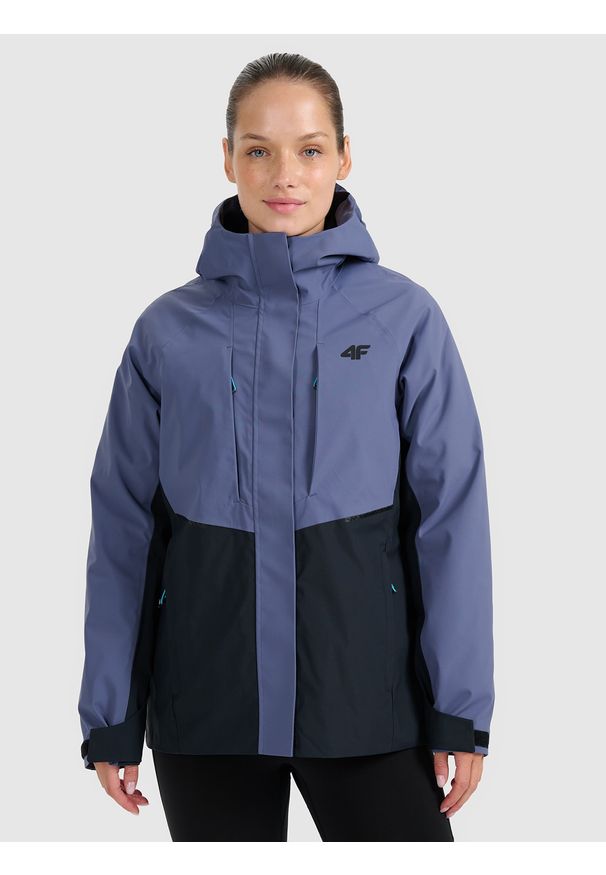 4f - 4F Kurtka trekkingowa membrana 10000 damska - granatowa XS. Kolor: niebieski. Materiał: tkanina, materiał. Długość rękawa: raglanowy rękaw. Technologia: Primaloft. Sezon: zima. Sport: wspinaczka, turystyka piesza