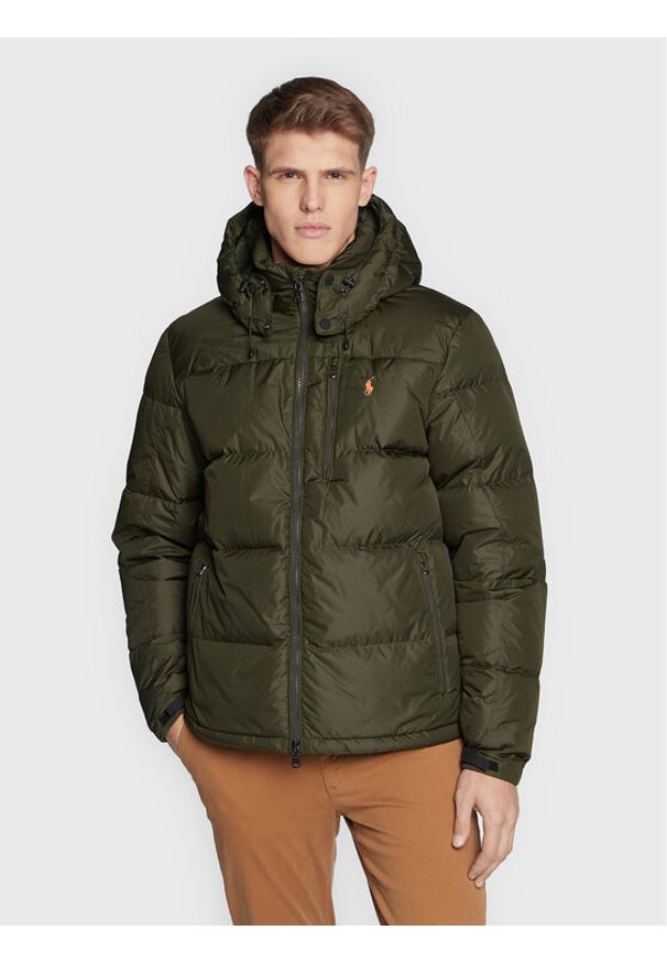 Kurtka puchowa Polo Ralph Lauren. Typ kołnierza: polo. Kolor: zielony. Materiał: syntetyk, puch