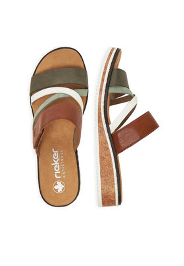 Rieker Klapki V3652-91 Brązowy. Kolor: brązowy. Materiał: materiał, syntetyk