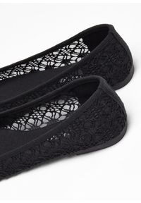 bonprix - Baleriny. Kolor: czarny. Materiał: koronka. Wzór: koronka #2