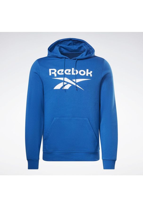 Reebok - BLUZA dresowa męska REEBOK z kapturem bawełna kangurka. Typ kołnierza: kaptur. Kolor: niebieski. Materiał: bawełna, dresówka