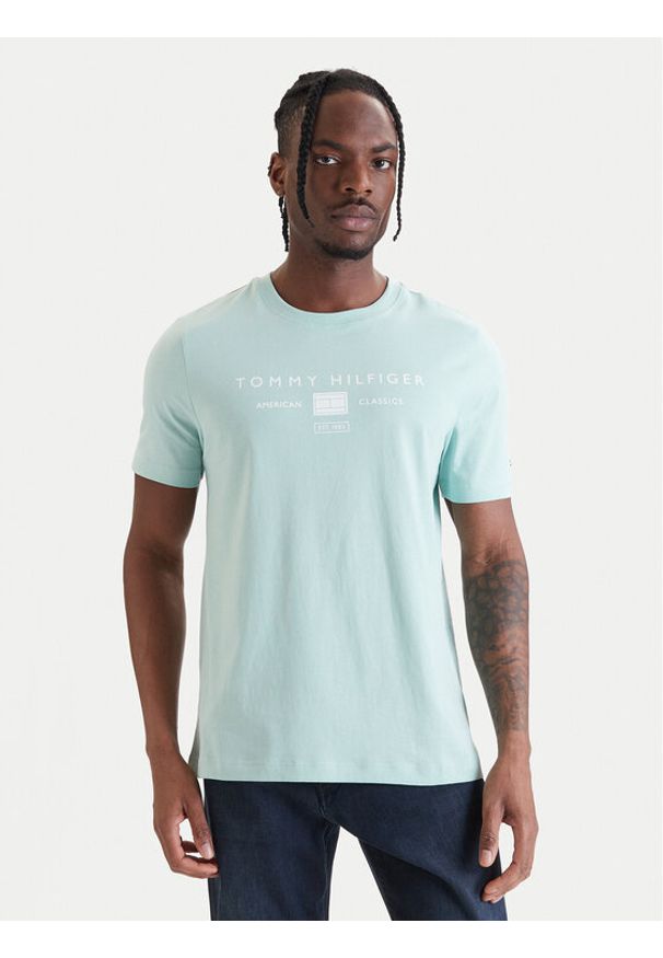 TOMMY HILFIGER - Tommy Hilfiger T-Shirt Brand Love MW0MW42365 Zielony Regular Fit. Kolor: zielony. Materiał: bawełna