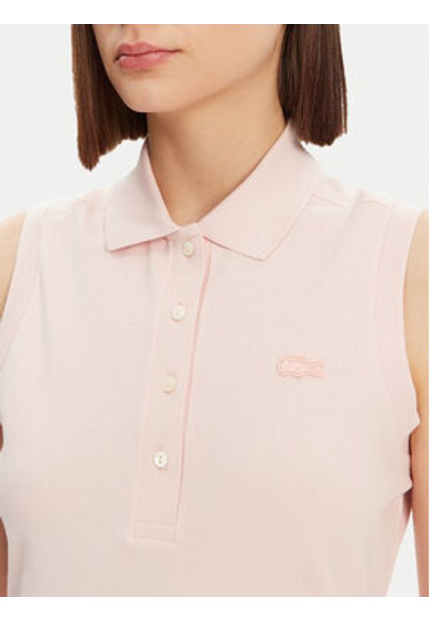 Lacoste Polo PF5445 Różowy Slim Fit. Typ kołnierza: polo. Kolor: różowy. Materiał: bawełna