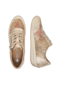 Rieker Sneakersy N1112-91 Złoty. Kolor: złoty. Materiał: materiał #3