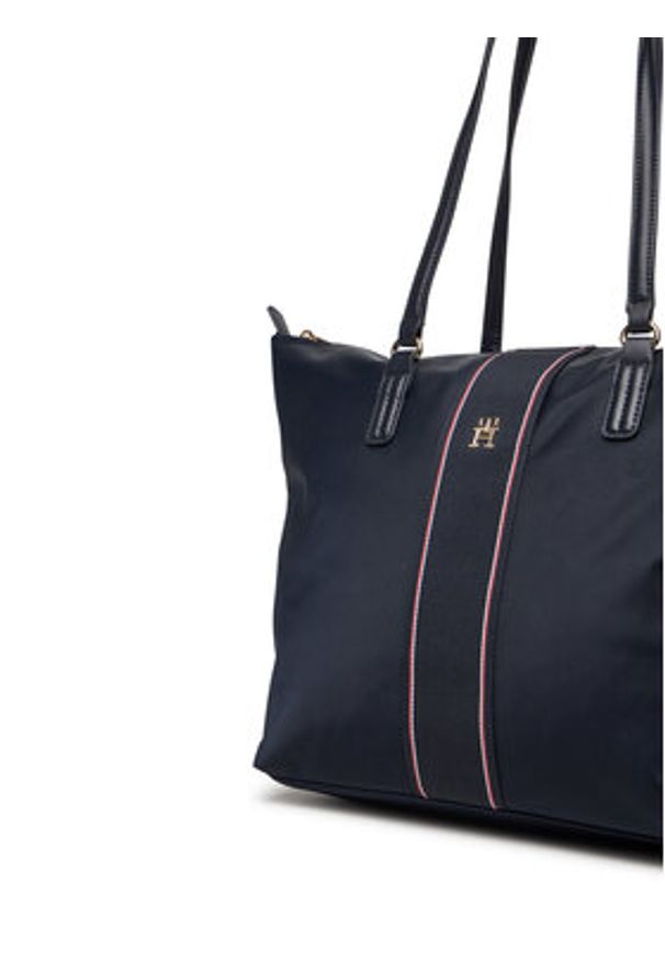 TOMMY HILFIGER - Tommy Hilfiger Torebka Poppy Tote Corp AW0AW17205 Granatowy. Kolor: niebieski