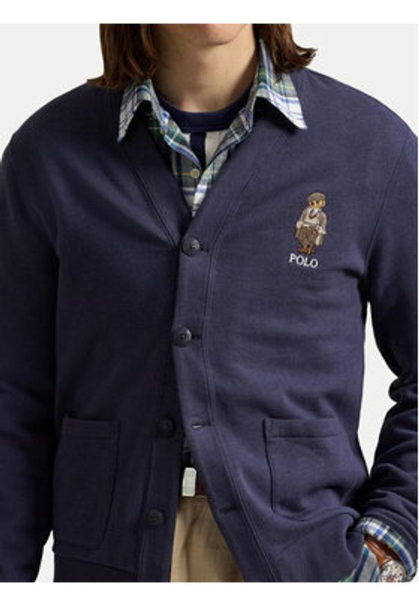 Polo Ralph Lauren Kardigan 710980316001 Granatowy Regular Fit. Typ kołnierza: polo. Kolor: niebieski. Materiał: bawełna