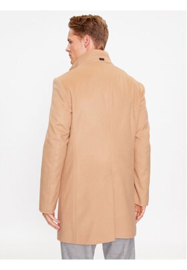 JOOP! Płaszcz wełniany 30037689 Brązowy Regular Fit. Kolor: brązowy. Materiał: wełna