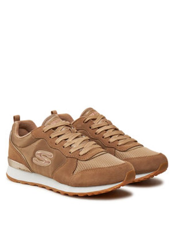 skechers - Skechers Sneakersy 111/TAN Brązowy. Kolor: brązowy. Materiał: zamsz, skóra