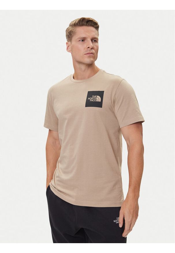 The North Face T-Shirt Fine NF0A8A6M Beżowy Regular Fit. Kolor: beżowy. Materiał: syntetyk, bawełna
