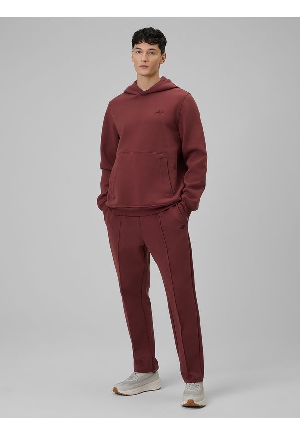 4f - 4F Spodnie dresowe męskie - burgundowe XL. Kolor: czerwony. Materiał: dresówka