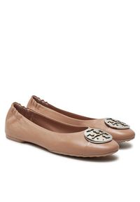 Tory Burch Baleriny Claire 156309 Beżowy. Kolor: beżowy. Materiał: skóra