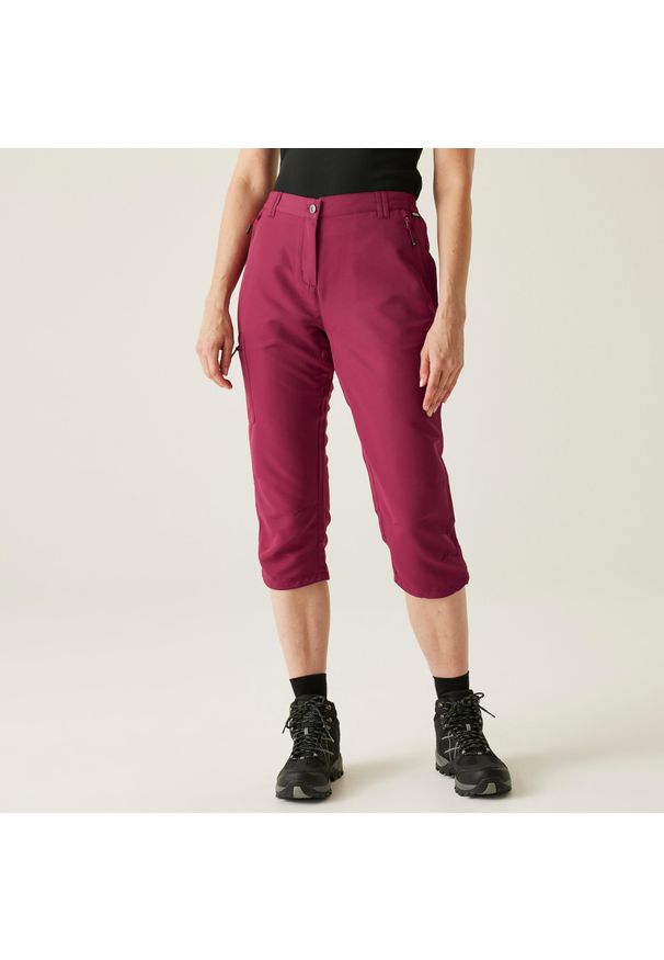 Regatta - Spodnie turystyczne damskie Chaska capri. Kolor: niebieski. Materiał: poliester, tkanina. Sezon: lato. Sport: turystyka piesza