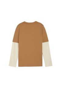 Puma - Młodzieżowa warstwowa koszulka MID90s z długim rękawem PUMA Melted Caramel Brown. Kolor: brązowy. Długość rękawa: długi rękaw. Długość: długie. Sezon: lato. Sport: joga i pilates