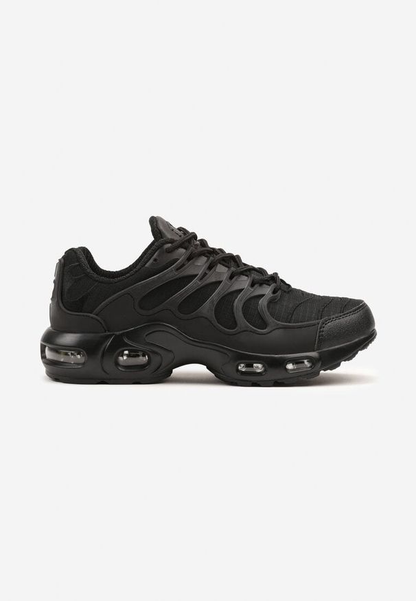 Born2be - Czarne Buty Sportowe Sneakersy Ozdobione Tłoczeniem Zolzivia. Okazja: na co dzień. Kolor: czarny. Materiał: jeans. Wzór: aplikacja. Obcas: na obcasie. Wysokość obcasa: niski