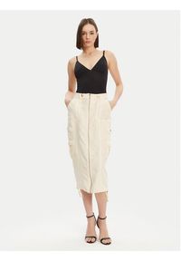 Guess Spódnica midi W5GD1H WG8N0 Beżowy Regular Fit. Kolor: beżowy. Materiał: lyocell #3