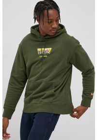 Levi's® - Levi's Bluza bawełniana męska kolor zielony z kapturem z nadrukiem. Okazja: na spotkanie biznesowe. Typ kołnierza: kaptur. Kolor: zielony. Materiał: bawełna. Wzór: nadruk. Styl: biznesowy #1